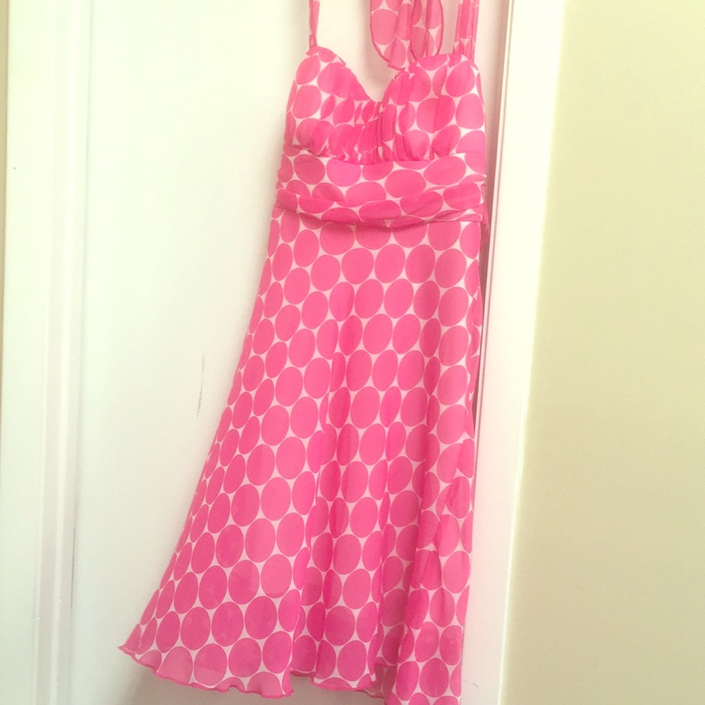Pink and white polka dot dress